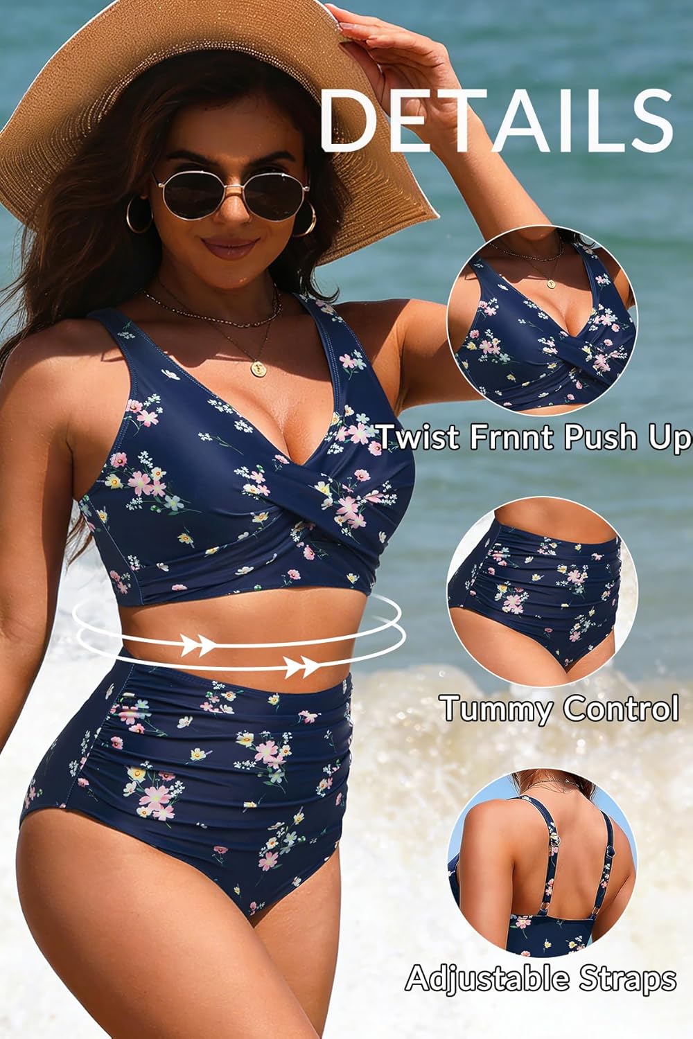 Yonique High Waisted Two Piece Swimsuit-Womens Bikini Set Tummy Control Bathing Suit Modest Full Coverage Bikini 2025 - Image 5