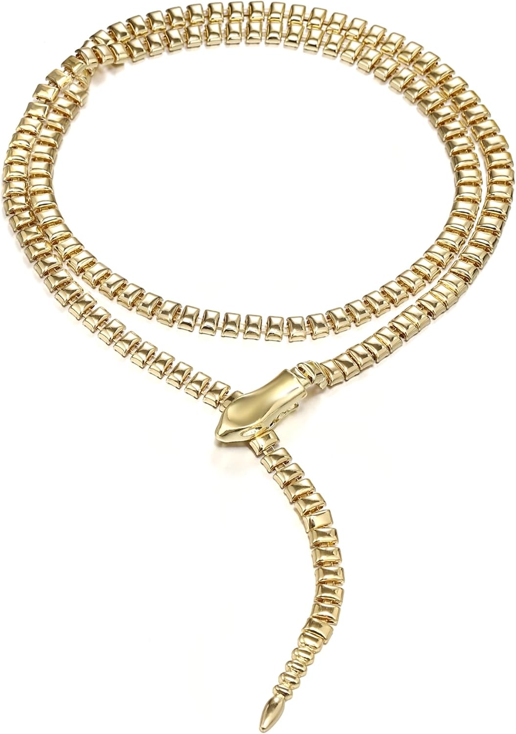 FANZE Halloween Snake Choker Necklace Bendable Waist Belt Chain for Women, Rhinestone Crystal Punk Medusa Emerald Snake Eye Chunky Necklace Costume Accessories, Decorative Statement Halloween Jewelry