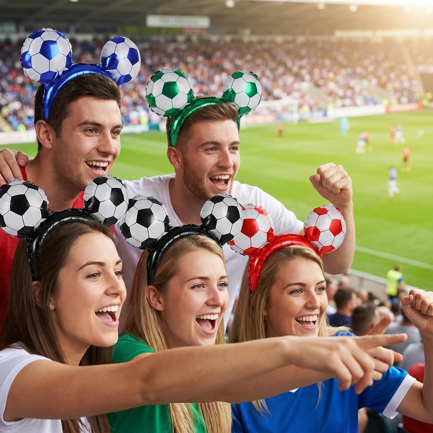 24PCS Soccer Inflatable Headband, World Soccer Cup Party Balloons Football Headwear Balloon Hair Hoop For Sports Themed Party Decoration, Birthday, Carnival, Christmas, School Classroom Activities