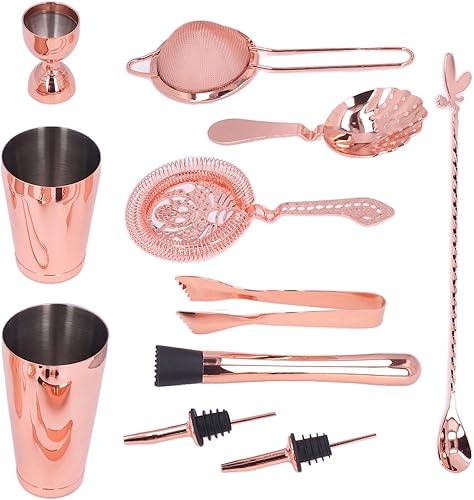 Miniatura 8 de BestAlice Juego de coctelera de 11 piezas, kit profesional de coctelería boston, juego de mezclador de bebidas de acero inoxidable, herramienta de