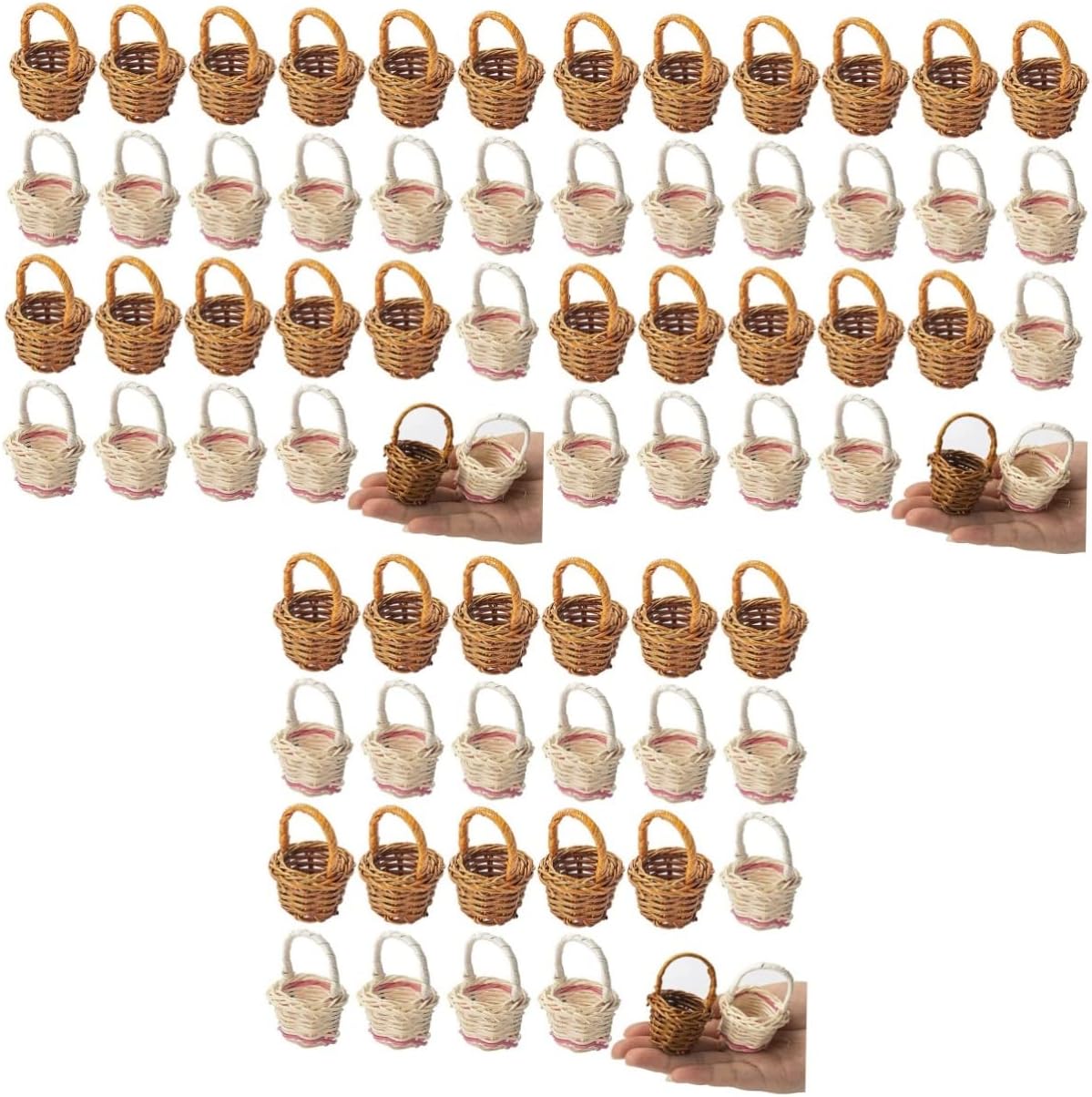 72pcs Miniature Woven Baskets for Home Decor Handle Storage Baskets for Flowers Craft Projects and Organizing Sundries