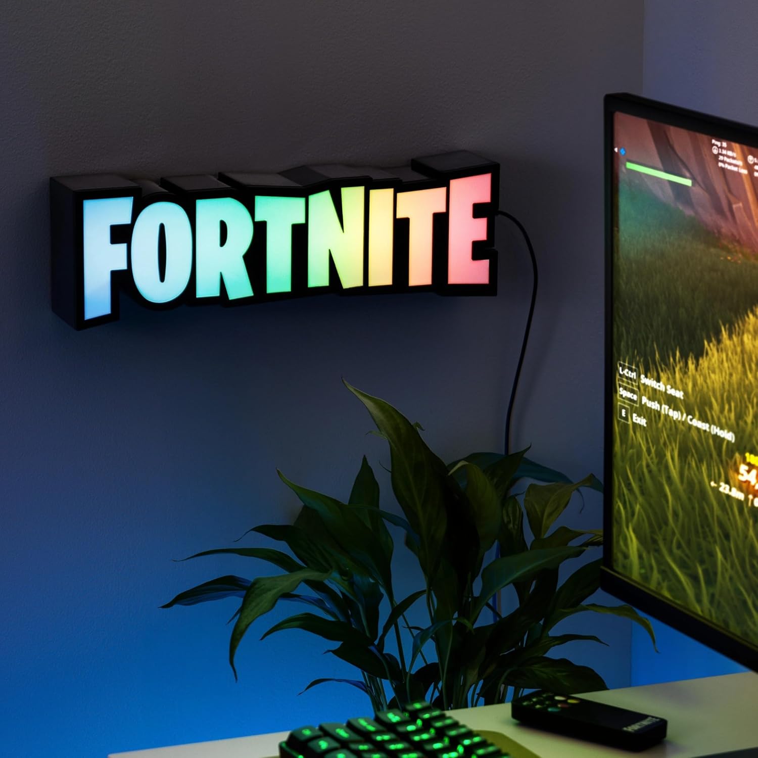 Fortnite RGB Color Changing Gaming Lamp with Remote Controller, Officially Licensed Gaming Light, Wall or Desk Display, USB Powered, Home Decor for Gamers | Paladone