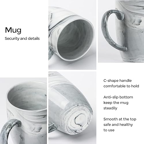 Miniatura 6 de Smilatte M067 - Tazas de café de mármol de 14 onzas, novedosas tazas de cerámica para el hogar y la oficina, aptas para microondas y lavavajillas,