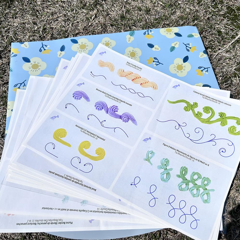 MDTARVF Cake Practice Decorating Board Set with Storage Bag, 23 Sheets Icing Piping Nozzles Practice Drawings Cake Decorating Kit Supplies
