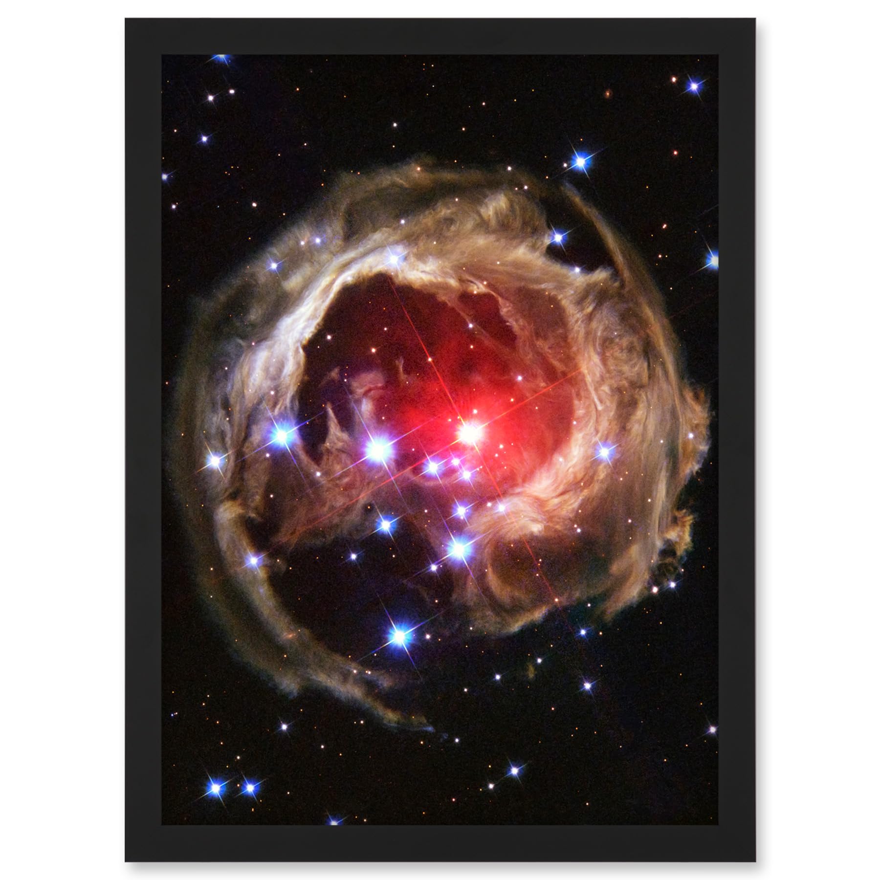 Artery8 Hubble Space Telescope Image Light Echo Illuminates Dust Spiral Around Red Supergiant Star V838 Monocerotis Explosion Artwork Framed A3 Wall Art Print