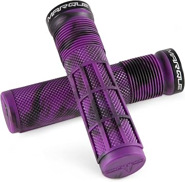 MARQUE Race Mountain Bike Handlebar Grips Single Lock-On Ring Collar MTB and BMX Bicycle Handle Bar with Non-Slip Grip, Knurly Gritty Pattern and Half Waffle Pattern