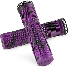 MARQUE Race Mountain Bike Handlebar Grips - Single Lock On Ring Color MTB and BMX Bicycle Handlebar Non-Slip Grip, Jagged Pattern, Half Waffle Pattern
