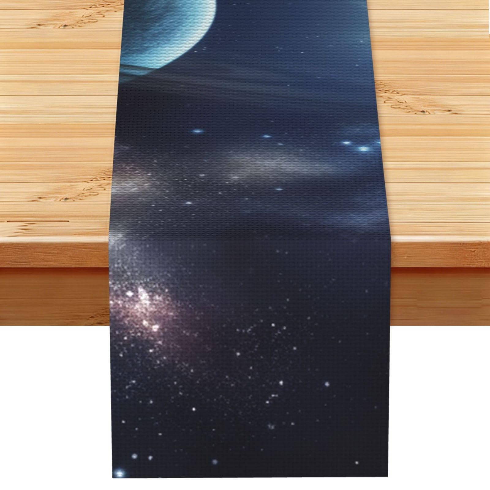 Moon Stars and Planets Table Runner 13x72 Inch Cotton Linen Table Linen Washable Farmhouse Tablecloth Modern Abstract Art Kitchen Dinning Table Decoration for Home Party Decor