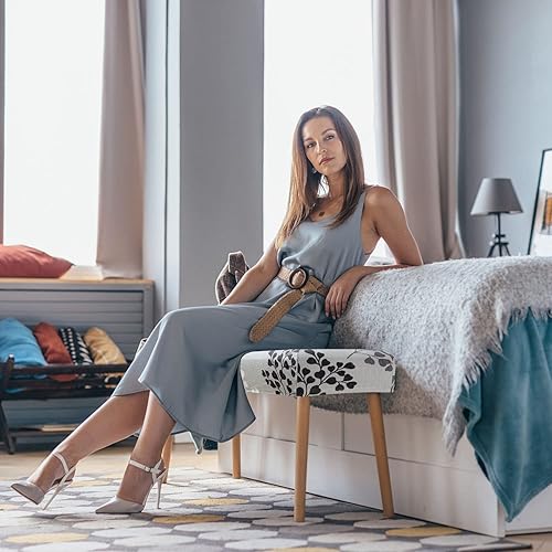 Miniatura 5 de Fundas de banco de comedor de jacquard, funda protectora de asiento rectangular para comedor, salas de estar, dormitorios, cocinas (gris y negro)