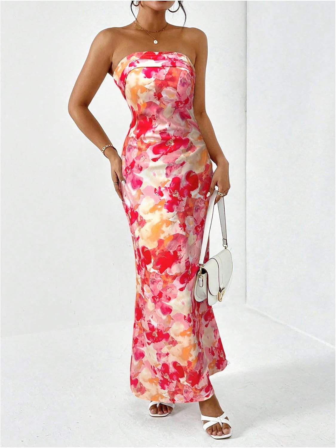 Floerns Women's Floral Cut Out Backless Strapless Tube Dress Summer Vacation Maxi Dresses - Image 4