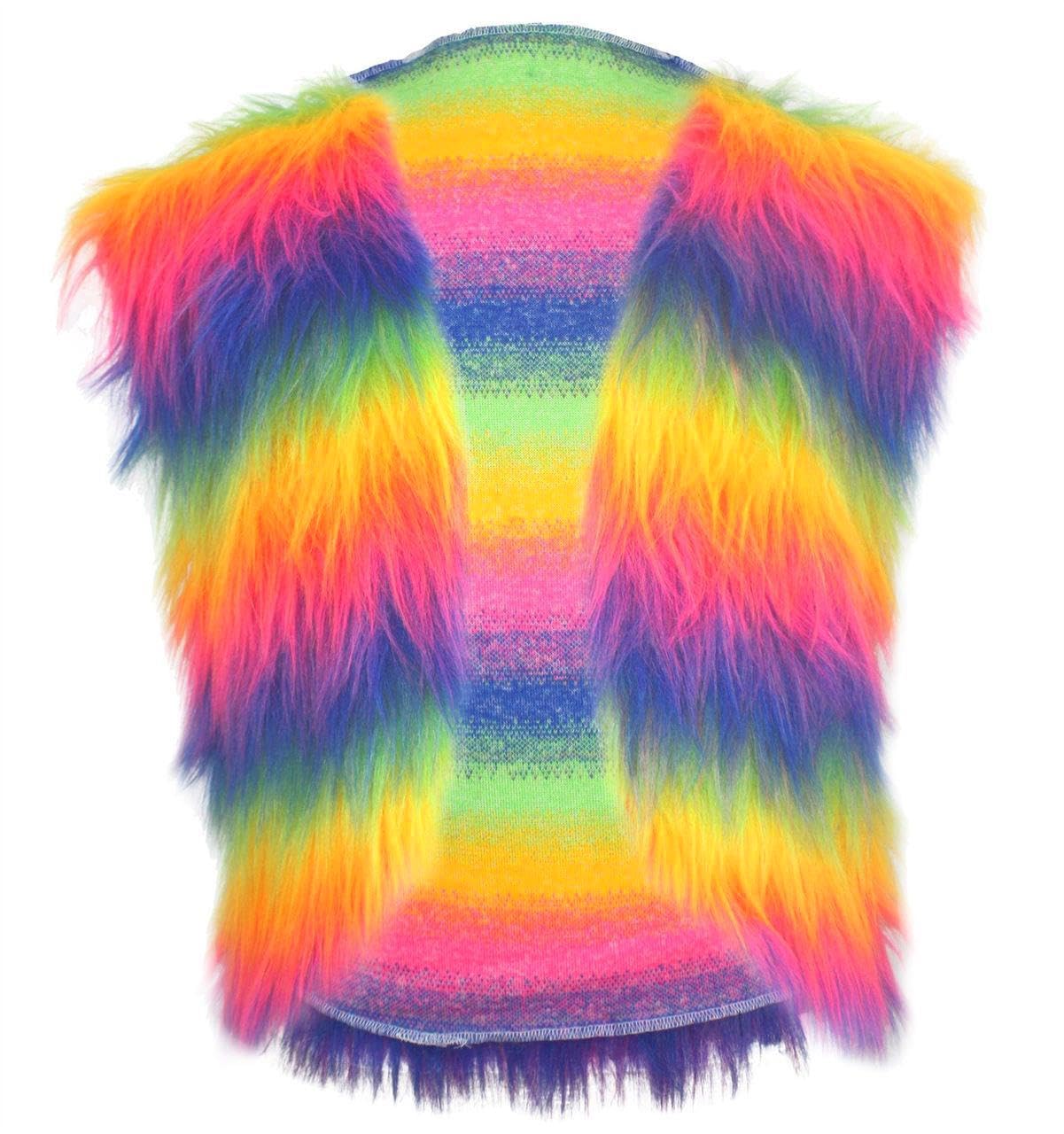 Adults Multicolored Waistcoat Rainbow Pride LGBTQ Glam Rock Hippie Fancy Dress Costume Accessory [L-XL]