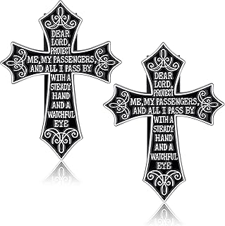 Tallew 2 Pcs Religious Visor Clips for Cars, Guardian Angel Traveler Prayer Cross Sun Visor Clips, Christian Car Protectors Medals, for Driver Women Men Anniversary Christmas Birthday Gifts