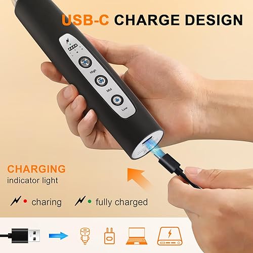 Miniatura 2 de YUSWKO Varita espumadora de leche de mano negra con soporte para café, batidor eléctrico recargable con 3 cabezales, mezclador de bebidas de 3