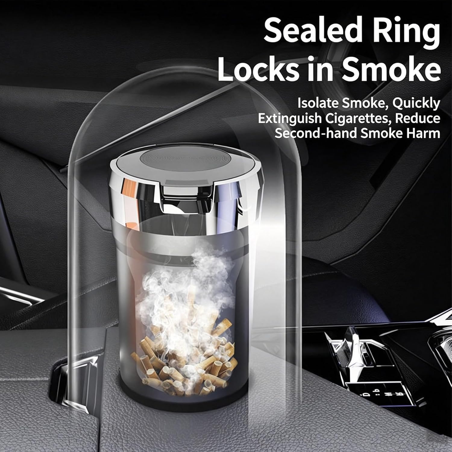 Car Ashtray for Simca Vedette/Sport/Horizon/Comète/Aronde with LED Light Car Front Center Console Ashtray Vehicle Smokeless Ashtray Cigarette