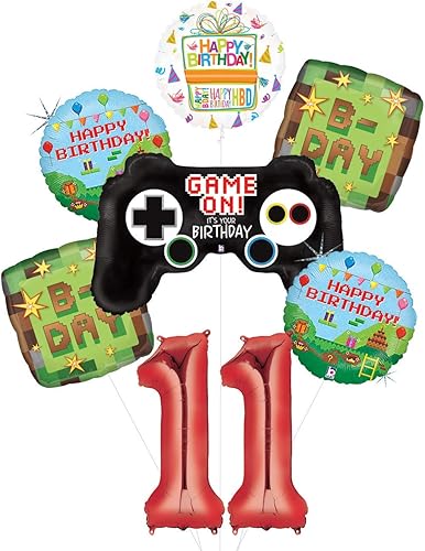 Miniatura 2 de Suministros para fiesta de cumpleaños número 11, decoración de ramo de globos TNT pixelados de minero