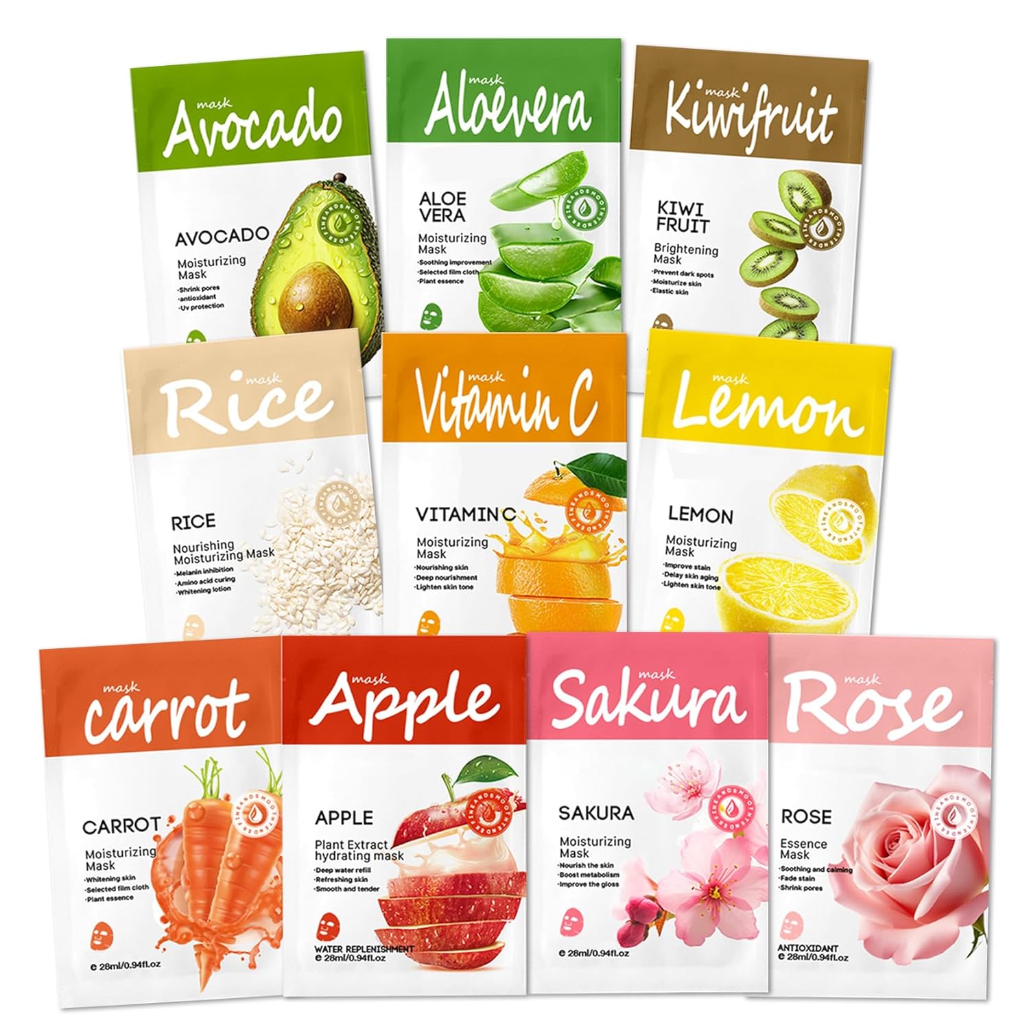 10PCS Face Masks Skincare,Hydrating Face Sheet Masks,Moisturizing Facial Mask,Overnight Facial Sheet Mask for Women and Men,Nourishing Facemasks for All Skin Types 11