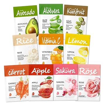 10PCS Face Masks Skincare,Hydrating Face Sheet Masks,Moisturizing Facial Mask,Overnight Facial Sheet Mask for Women and Men,Nourishing Facemasks for All Skin Types 11
