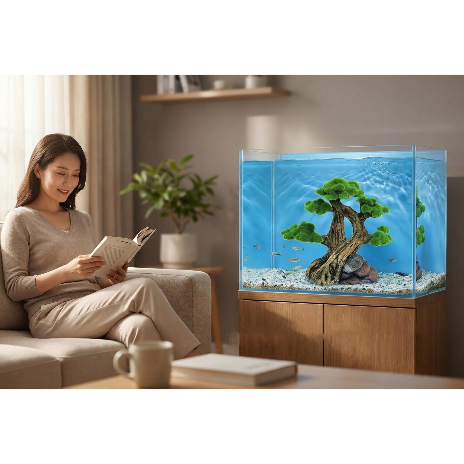 Árbol de musgo en miniatura, accesorio de paisaje, planta de agua de resina para acuarios, decoración de escenas, peceras, decoración decorativa