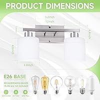 Vista 1 de CANMEIJIA Morden - Lámparas de tocador de baño de 2 luces, níquel cepillado, apliques de pared para dormitorio, sala de estar, luces de tocador