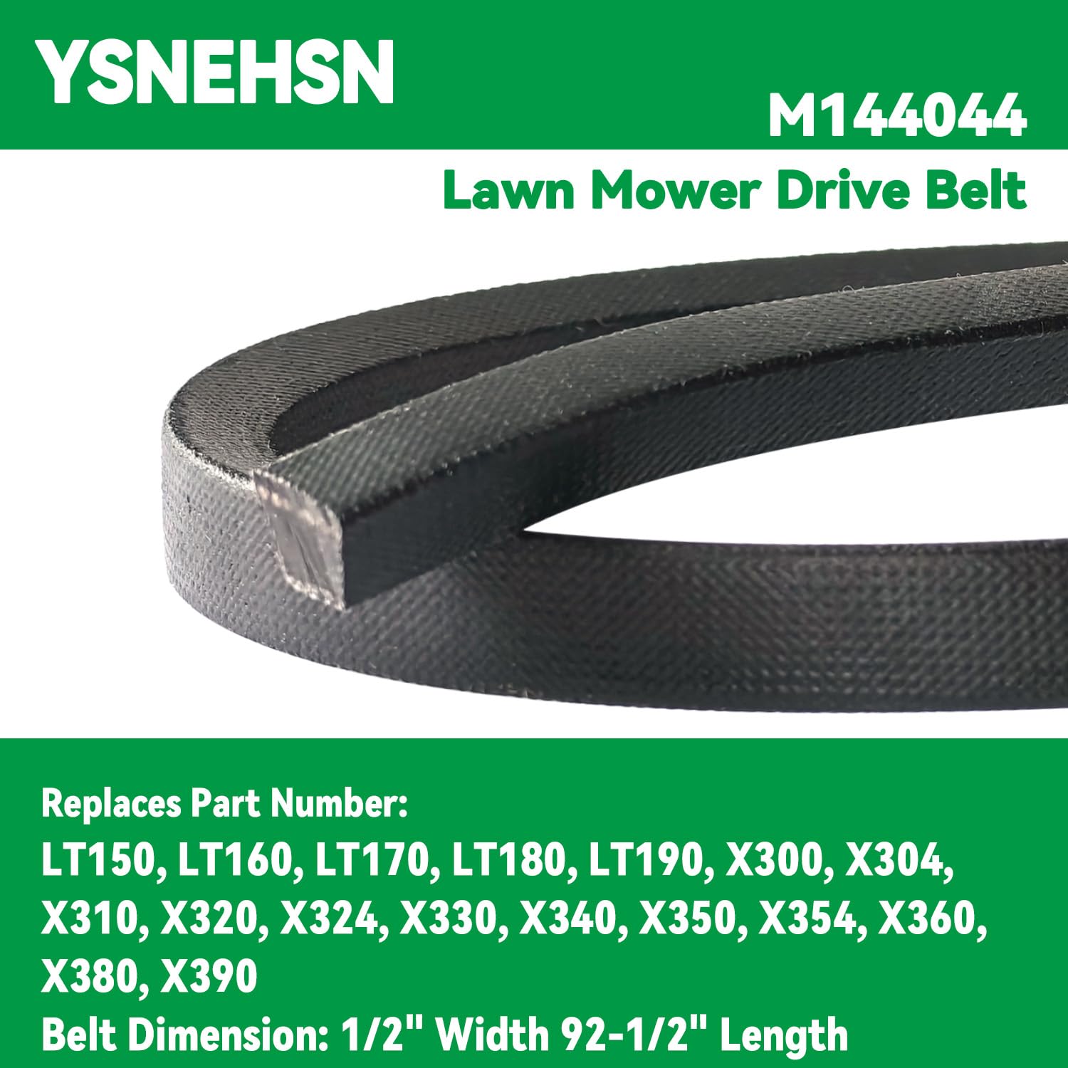 M144044 - Correa de transmisión para cortacésped John Deere LT150 LT160 LT170 LT180 LT190 X300 X304 X310 X320 X324 X340 X360 M144044 M1522844 1/5. 0.04 pulgadas x 92-1/2 pulgadas)