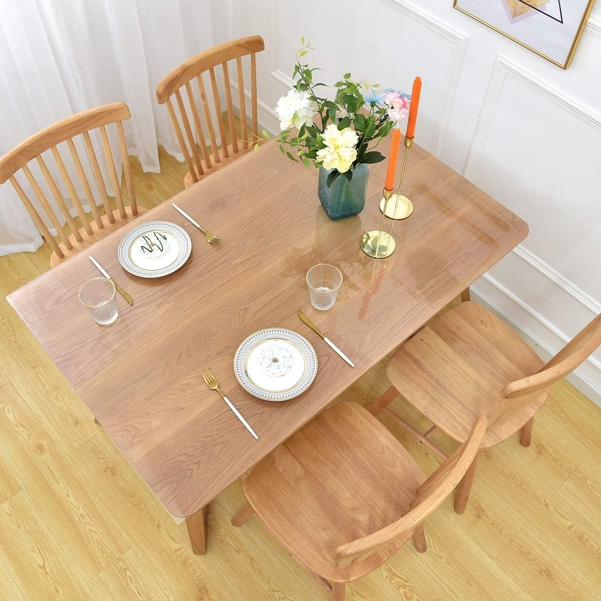 Chemin de table transparent, chemin de table transparent, chemin de table en PVC de 1,5 mm d'épaisseur, nappe en plastique transparent pour un usage de bureau (1,5 mm, 80 x 180 cm)