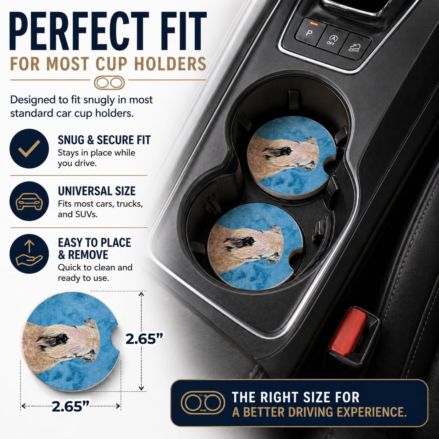 Caroline's Treasures SS4769-BUCARC Blue Soft Coated Wheaten Terrier Set of 2 Cup Holder Car Coasters Absorbent Sandstone Coasters for Car Cup Holders Gifts for Men or Women, Large, Multicolor image 2
