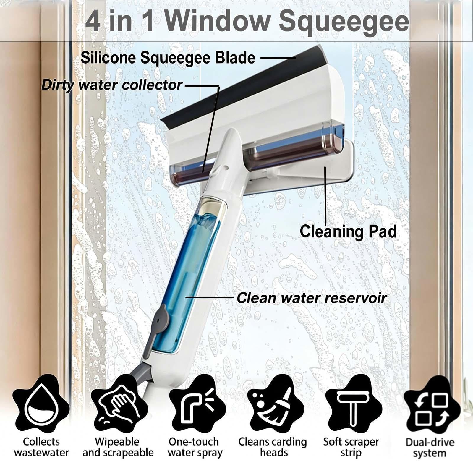 Limpiacristales con Pulverizador de Ventanas con Depósito de Agua Residual Limpiacristales en Spray de Doble Cara Adecuado para Múltiples Escenarios