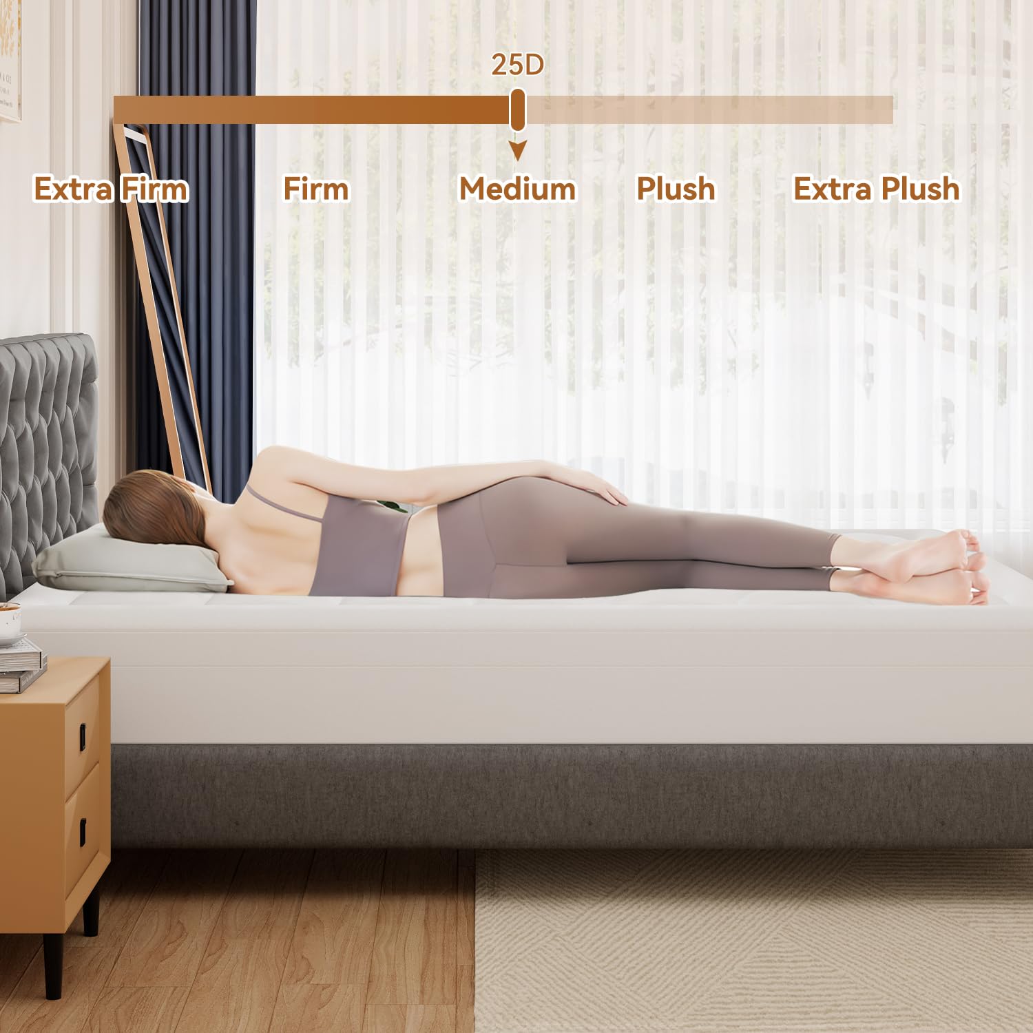 ABENE Firm Foam Mattress Topper for Small Double Bed, Hard Mattress Topper for Back Pain Relief with Washable Pillow Top Cover with OEKO-TEX & CertiPUR-US (White, 120x190cm) - Image 4