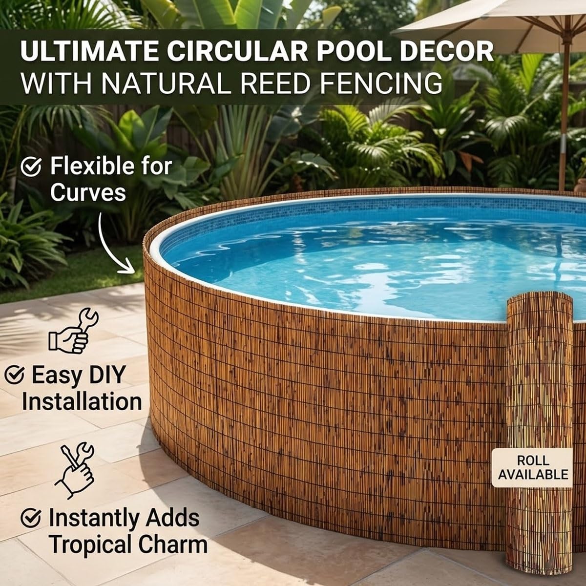 Générique Canisse en Roseau Naturel 30-200cm Brise Vue en Rouleaux avec Attaches de Fixation, Panneau Occultant pour Balcon Patio, Clôture Séparateur De Confidentialité Extérieur(Brun,150x180cm)