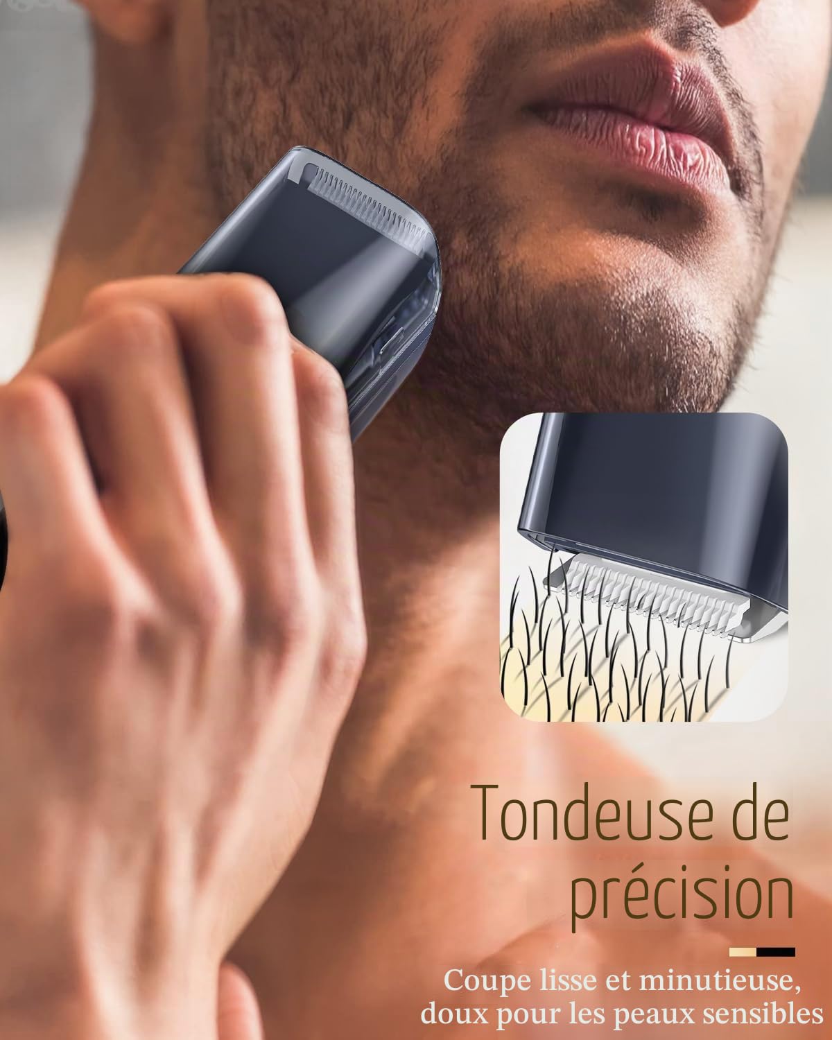 ENSSU Tondeuse à barbe pour homme avec aspirateur