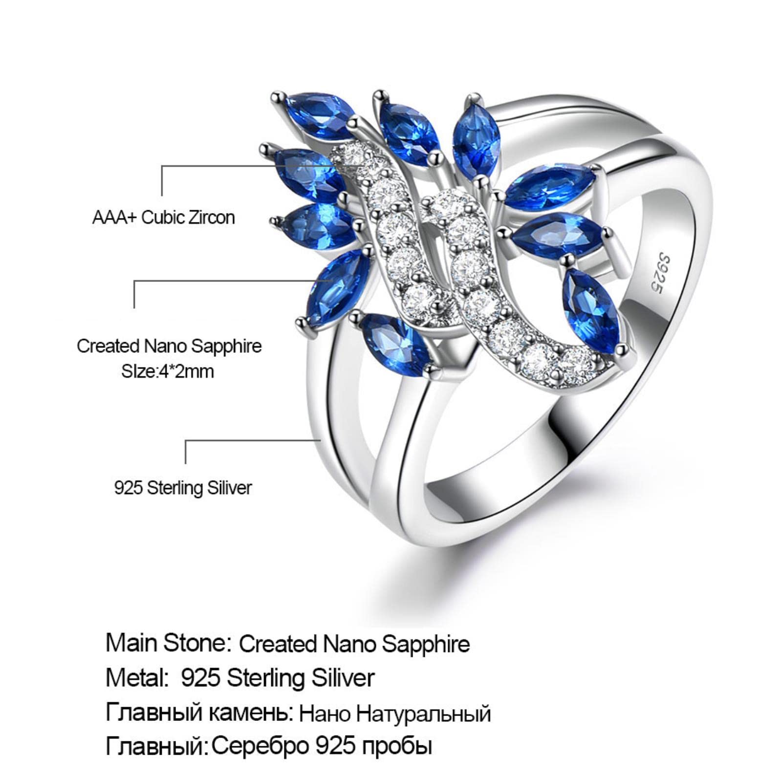 Anillos De Zafiro Nano Creados En Plata De Ley 925, Anillos De Piedras Preciosas Coloridas De Flores Femeninos, Joyería Fina