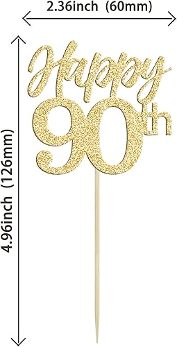 Miniatura 2 de Gyufise 24 adornos para cupcakes con purpurina número 90, noventa y noventa a 90 cupcakes, decoraciones para 90 cumpleaños, bodas, aniversarios,