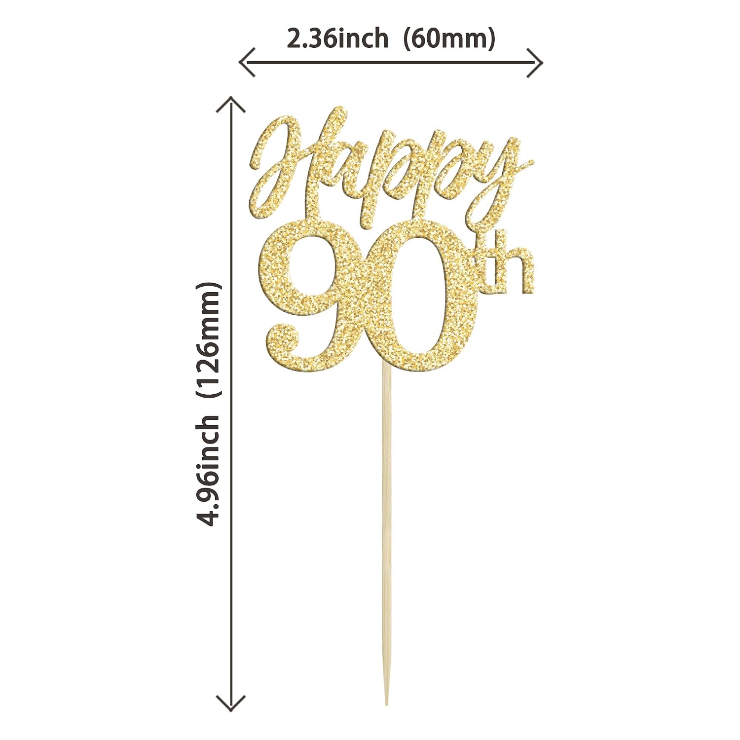 Gyufise 24Pcs Happy 90th Cupcake Toppers Glitter Number 90 Ninety Cheers to 90 Cupcake Food Picks Decorations for 90th Birthday Wedding Anniversary Party Supplies Gold