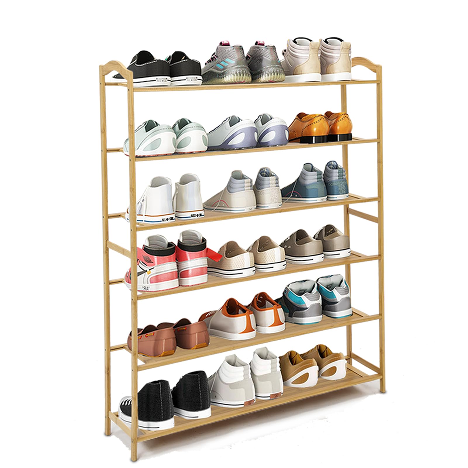 M.J COMFY-LIFE Shoe Rack Bamboo Shoe Storage Organizer Multipurpose Shelf Plant Display Stand for Closet Hallway Entryway Living Room (6-Tier, Width 67cm)