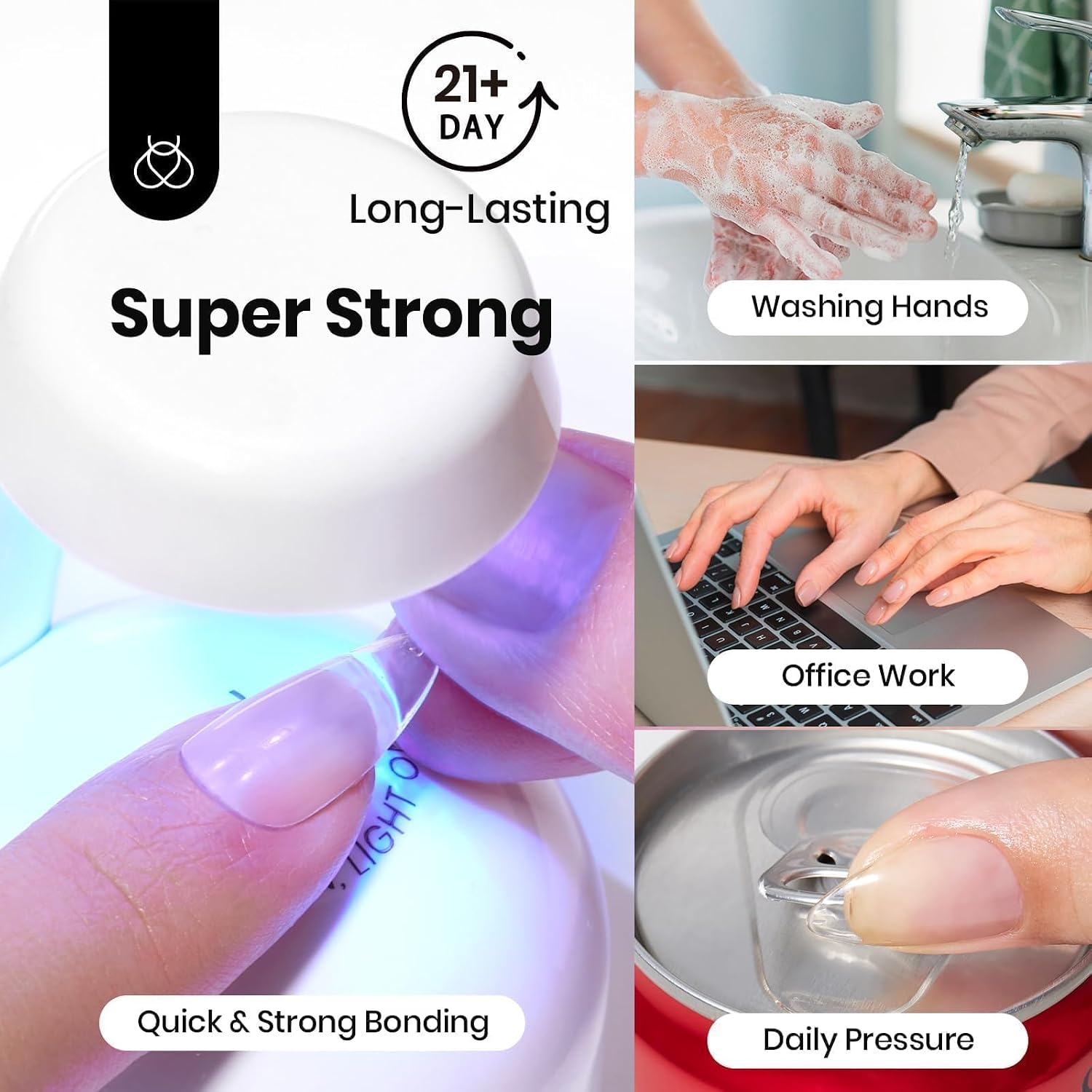 Beetles 2Pcs 15ml HEMA-Free Nail Glue Gel for Acrylic Nail Tips & Clear Press On Nails, TPO Free Super Strong U V Nail Glue for Nail Extensions, DIY Long Lasting Nail Gel Kit, Gift for Women