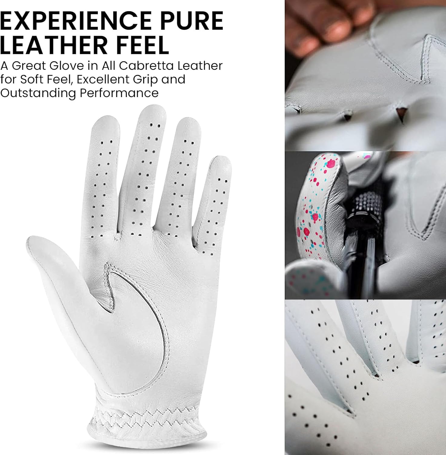 FINGER TEN Cabretta Leather Golf Gloves for Men Value 2 Pack, Premium Stylish & Comfortable Left Hand Gloves with Ball Markers for Right-Handed Golfers, Enhanced Grip & Breathability - Image 3