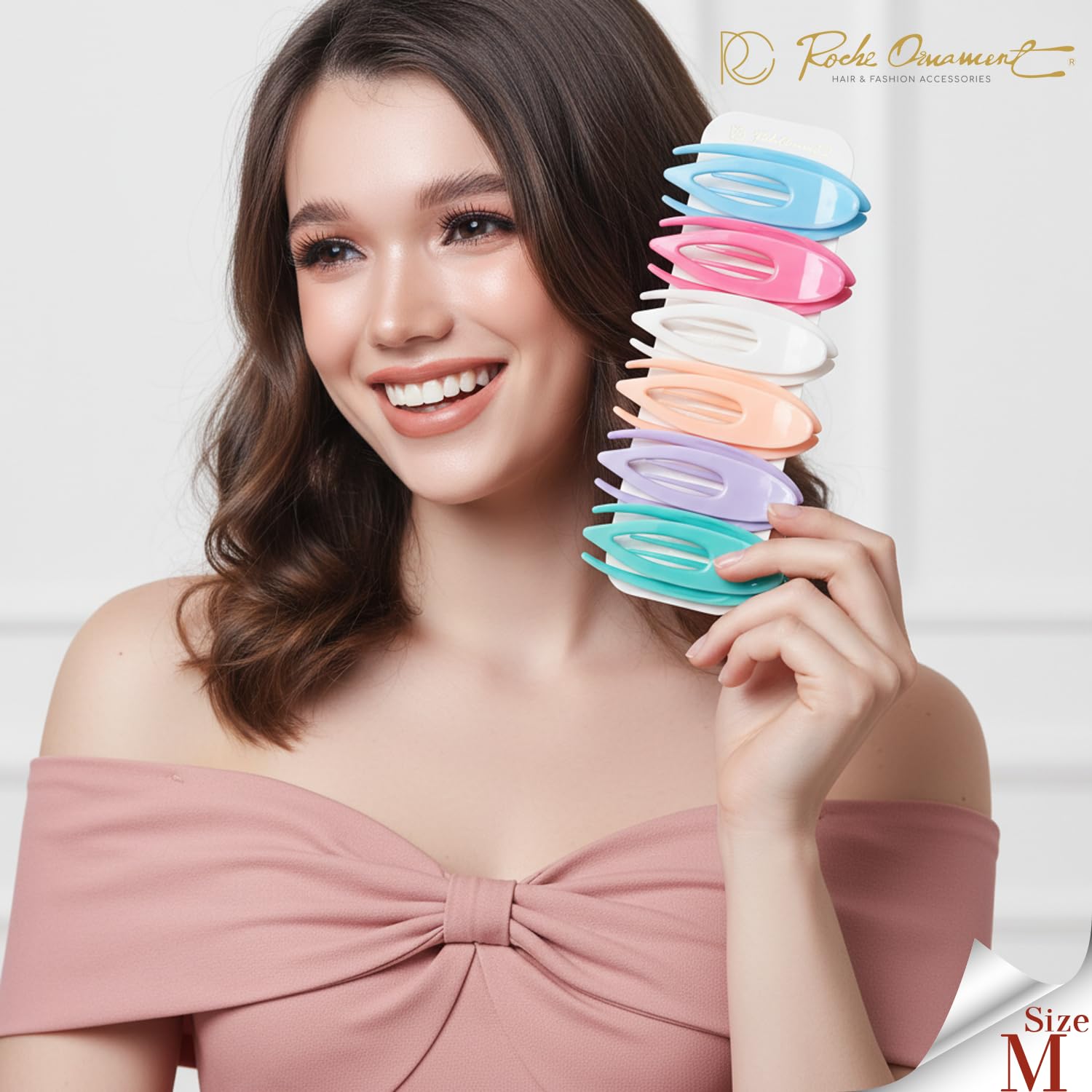 RC ROCHE 6 Pcs Flat Hair Clips Big Claw for Thick Hair French Duckbill Women No Slip Side Slide Curved Alligator Concord Strong Grip Hold Volume Lay Down Clamp, Medium Pastel Multicolor
