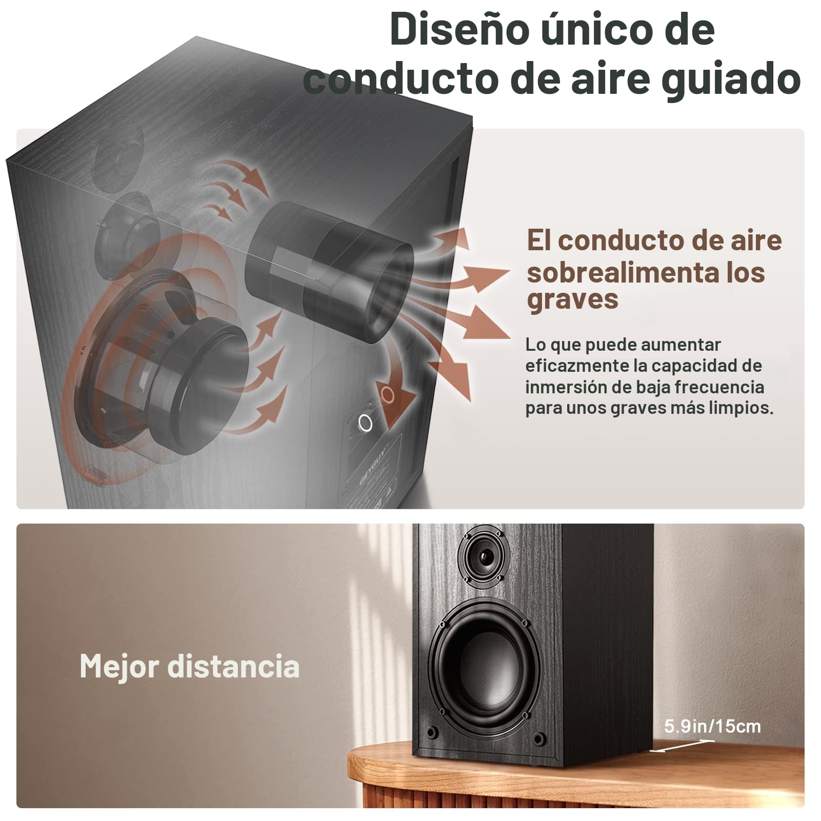 Altavoces HiFi de Estantería Pasivos 3 Vías – Par Estéreo 240W, Woofer 5,25", Caja de Madera, Bajos 48Hz, para Amplificador, Sonido Profesional para Música y Estudio – Modelo G521