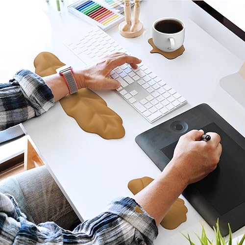 Miniatura 7 de iCasso Juego de reposamuñecas para teclado, almohadilla ergonómica de espuma viscoelástica para teclado y mouse, fácil de escribir y aliviar el