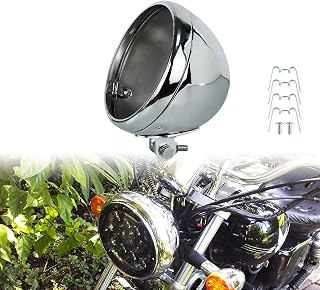 YHMTIVTU 7" Motorcycle Headlight Housing Mounting Shell 7 Inch Chrome Headlamp Bucket Fit for Harley Yamaha Kawasaki Triumph 1 Pcs