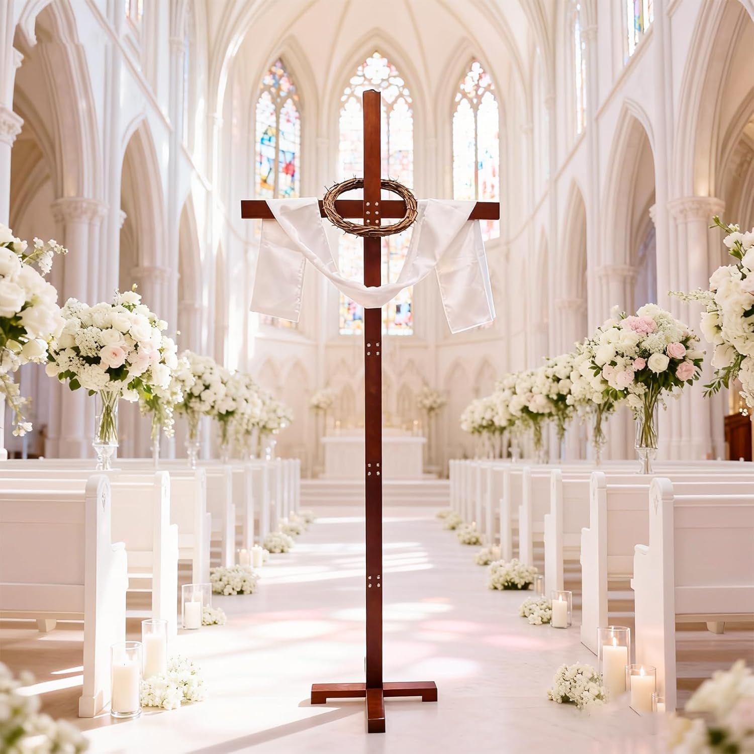 71Inch Easter Large Wood Cross,Wood Standing Cross Decoration Christmas Assembly Wooden Stand Yard Cros,Catholic Easter Wedding Christmas Outdoor