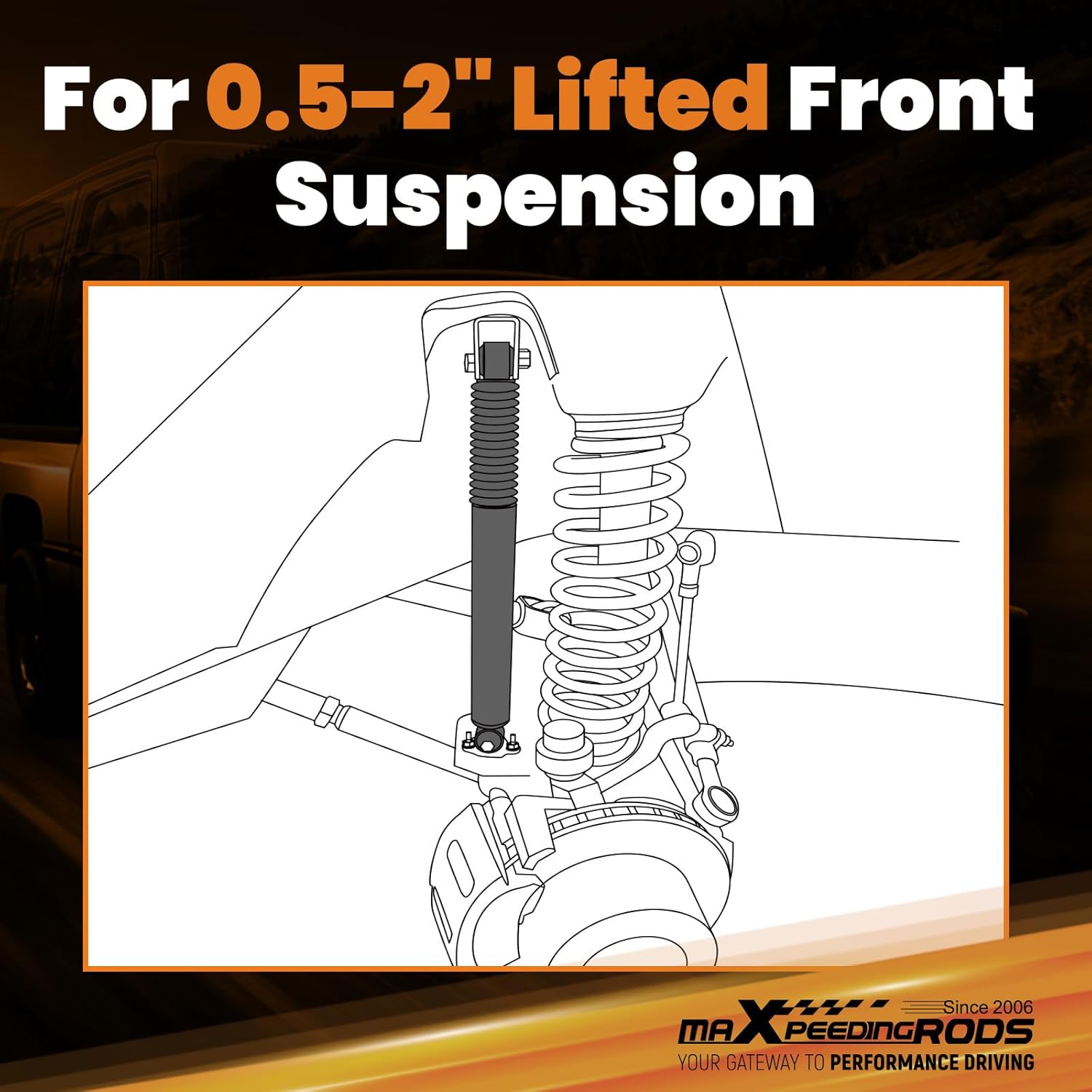 maXpeedingrods 0.5-2" Front Shocks for Chevy Silverado 1500/GMC Sierra 1500 Classic RWD 1999-2007, G1 Series Upgraded