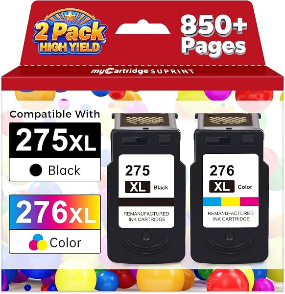PG-275XL CL-276XL High Yield Replacement for Canon 275 and 276 Ink Cartridges Cannon 275XL 276XL Black Color Combo Pack 