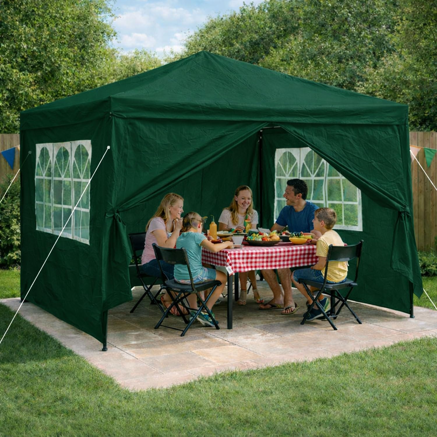 Neo 3X3M Event Gazebo 4 Side Panels Outdoor Waterproof Garden Party Tent Marquee Canopy Shelter Coated Steel Frame (Green)