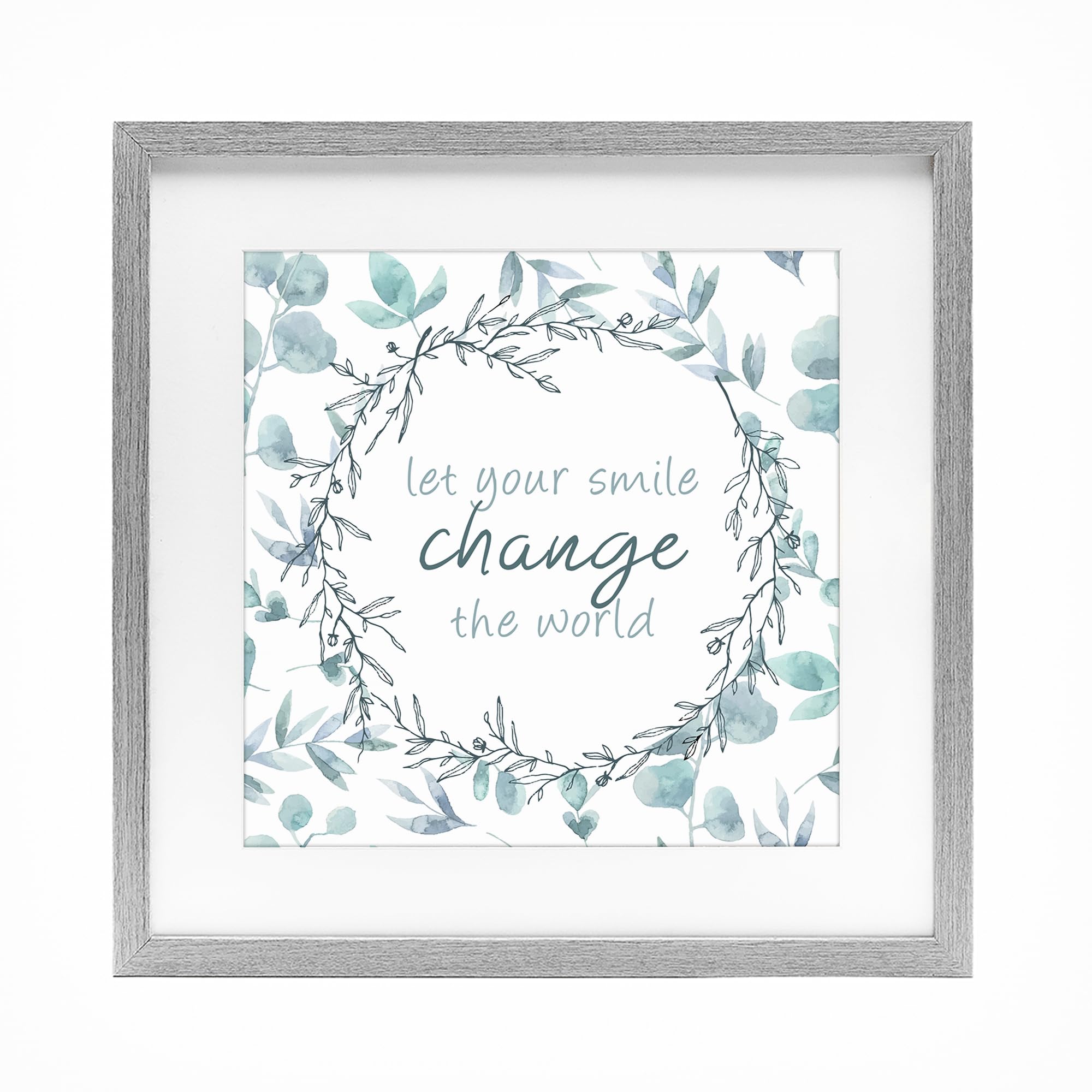 Stupell Industries Farmhouse Gray (Textured) Inspirational Floral Quote, 16 X 16 Inch Framed Print Under Glass