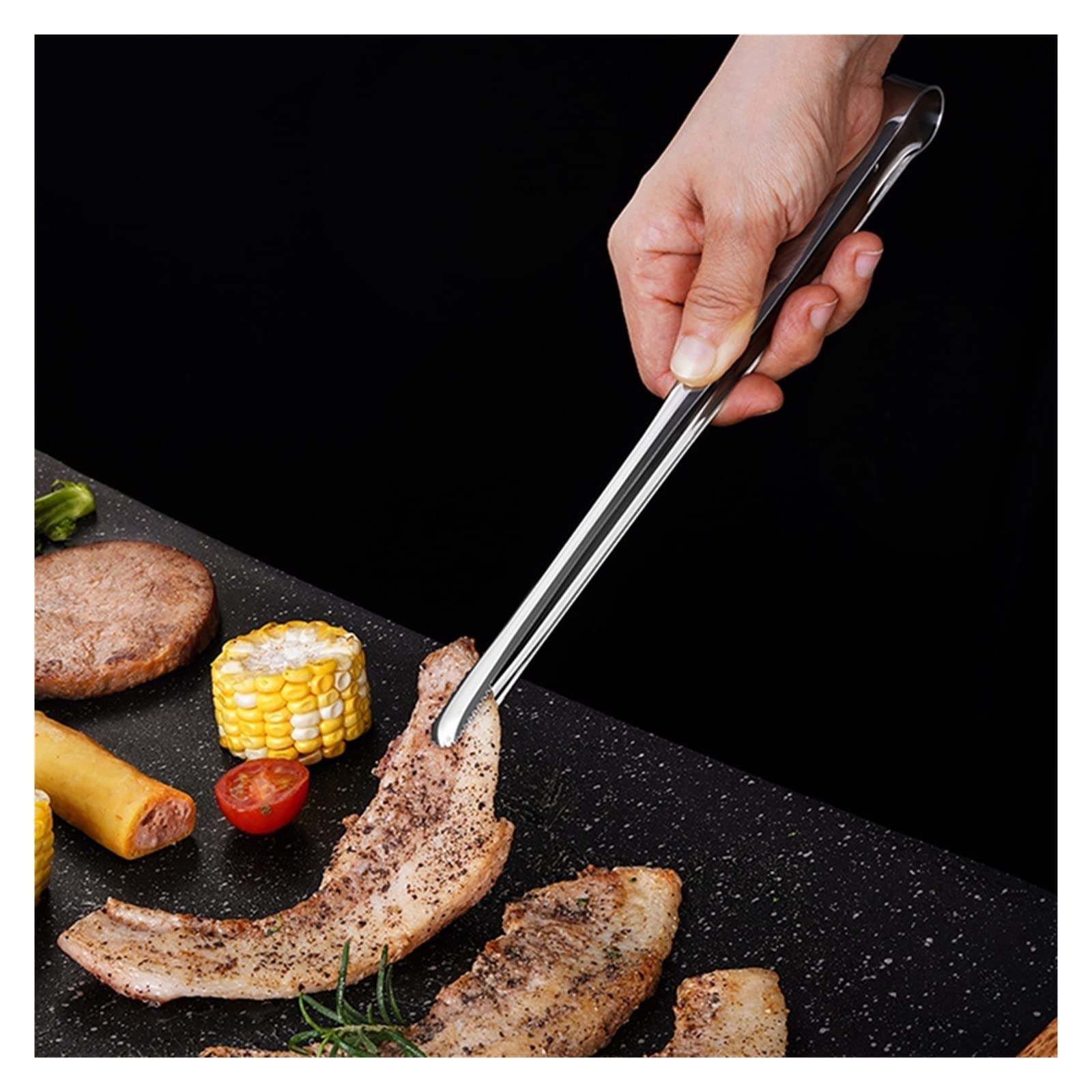 Mini Pinzas de Acero Inoxidable for Barbacoa, Pinzas for Barbacoa, Pinzas for Comida, Pinzas for Hielo, Carne, Ensalada, Tostadas, Pinzas for Pan, Pinzas for Servir, Accesorios de Cocina