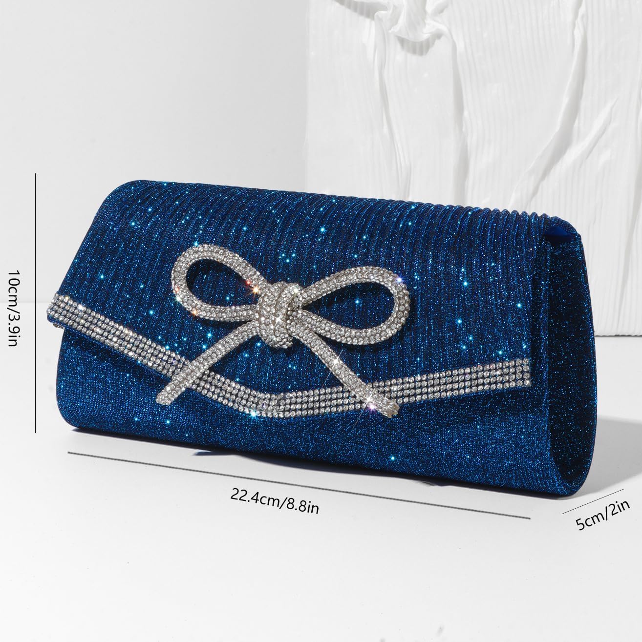 Bow Evening Bag Sparkly Clutch Purses for Women Wedding Glitter Rhinestone Party Prom Purse Dressy Clutch Bags | Bow, Sparkly, Wedding, Glitter, Rhinestone, Party - Image 6