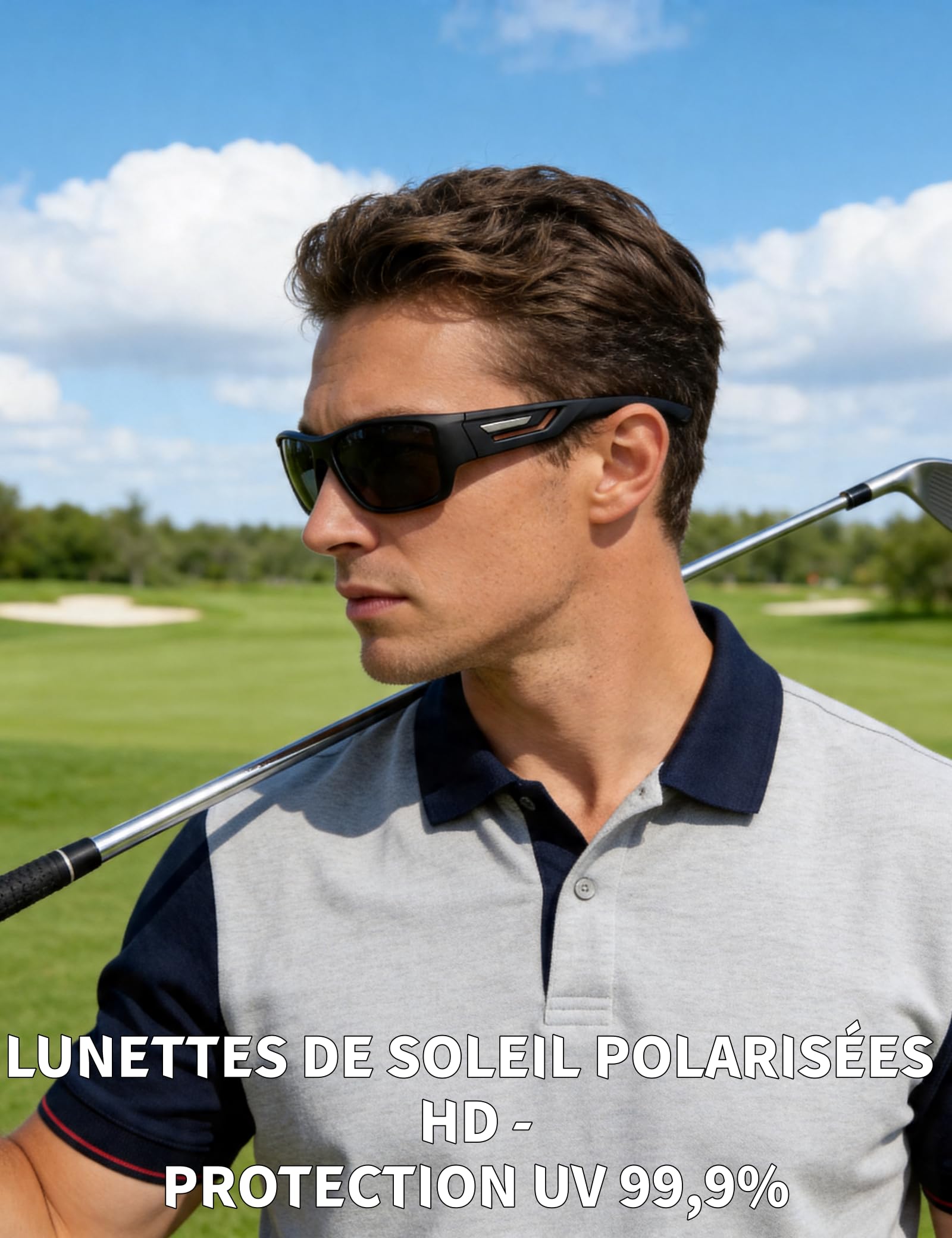 PUKCLAR Lunettes de soleil Hommes Polarisées avec Protection UV400 et Monture TR90 Ultralégère pour un Confort Quotidien en Conduite Ville et Loisirs