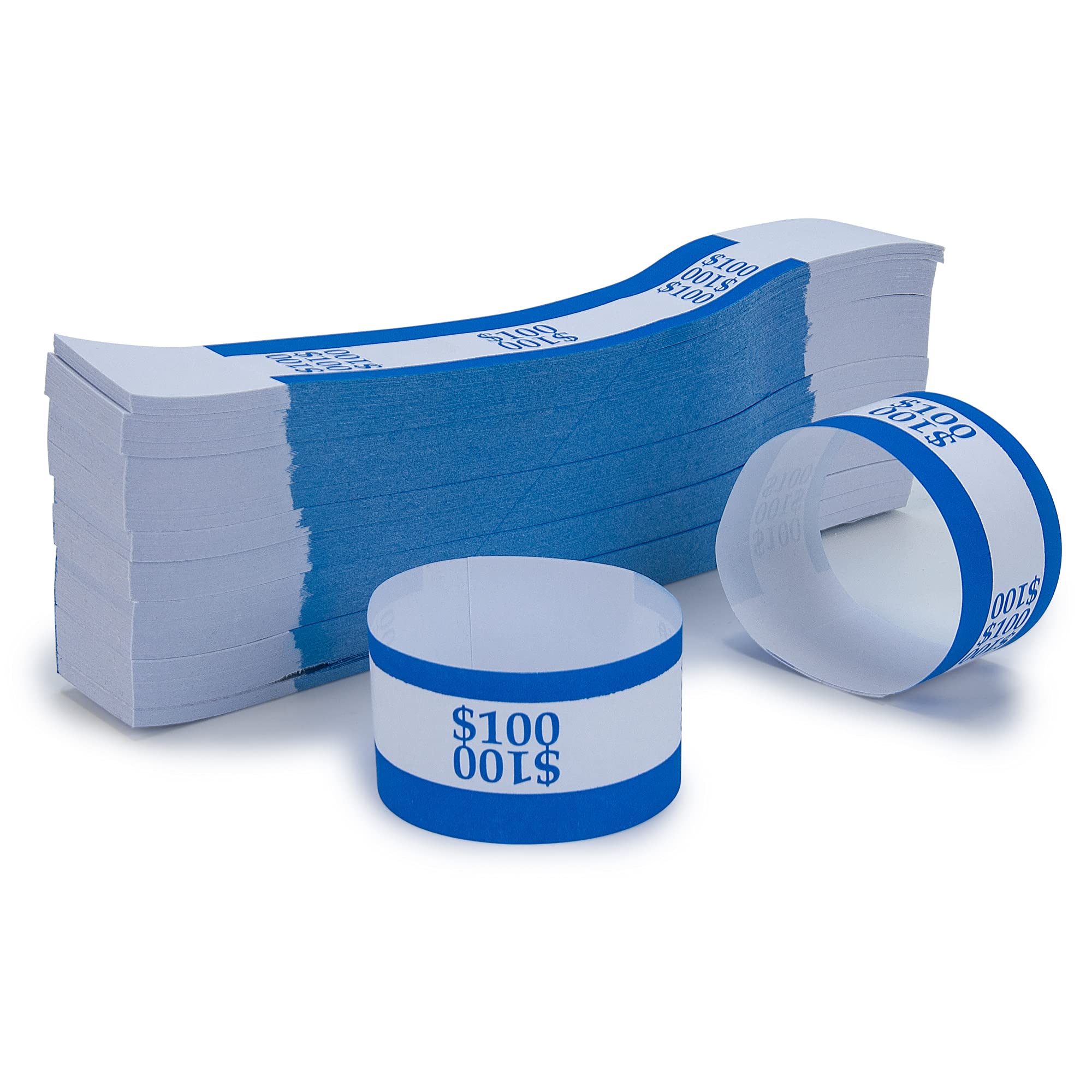 L LIKED Pack of 500 Currency Band Self Sealing Currency Straps Bands Money Bill Wrappers (Blue $100-500 PCS)