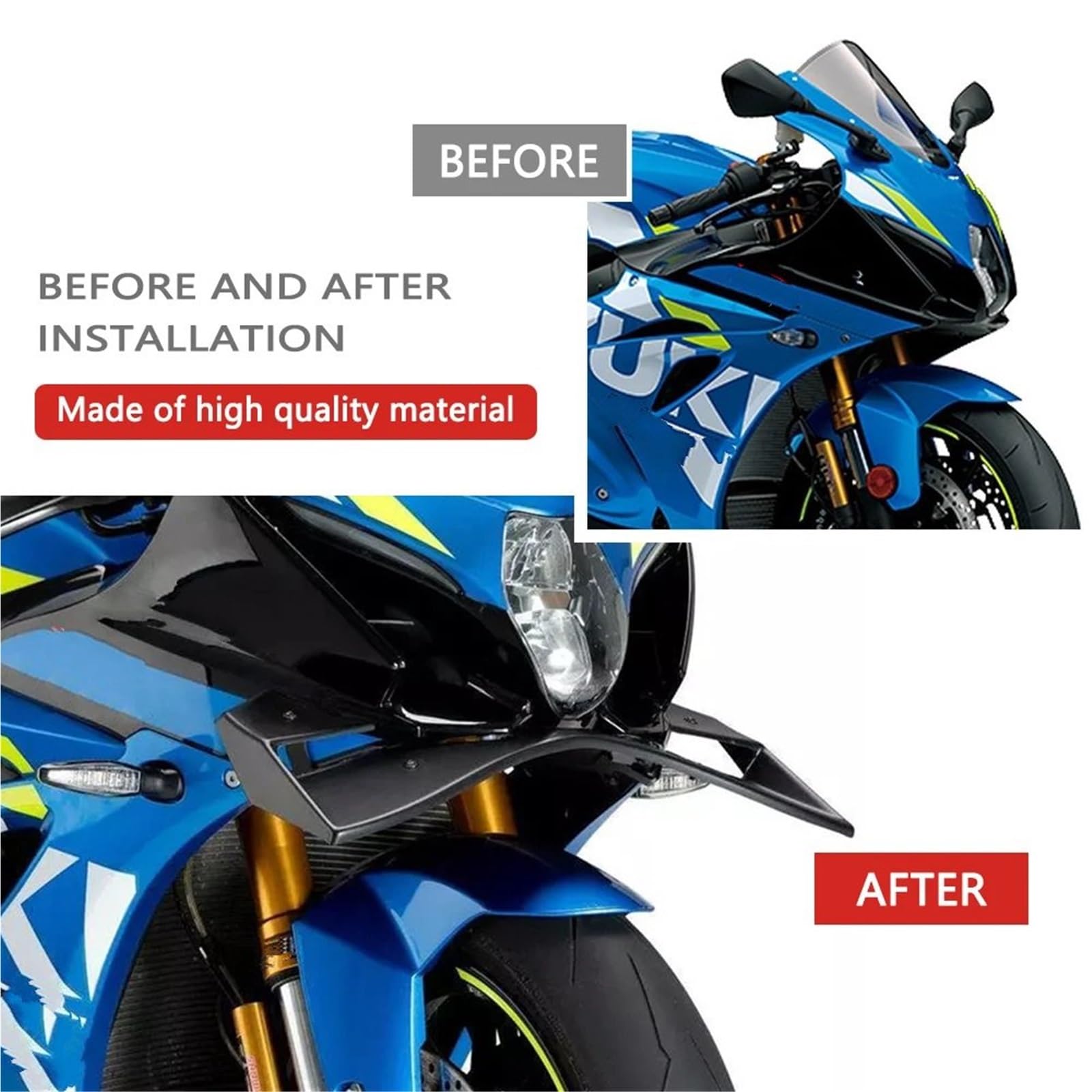 Front Bumper Splitter dachowy Pasuje do GSX-R 1000 GSX R1000R 2017-2021 Przednia owiewka Winglet Aerodynamiczny spojler skrzydłowy